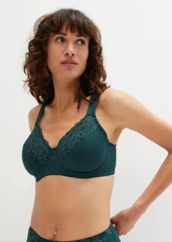 bonprix Wäsche·Dessous|Wäsche·Große Cups D-H^Minimizer-BH mit gepolsterten Trägern (2er Pack) tiefgrün+naturstein