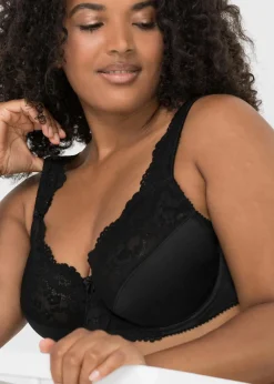 bonprix Große Cups D-H|Bhs^Minimizer-BH mit gepolsterten Trägern (2er Pack) schwarz+ecru