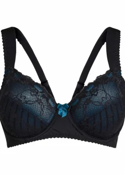 bonprix Wäsche·Dessous|Wäsche·Große Cups D-H^Minimizer-BH mit gepolsterten Trägern schwarz/blaupetrol gestreift