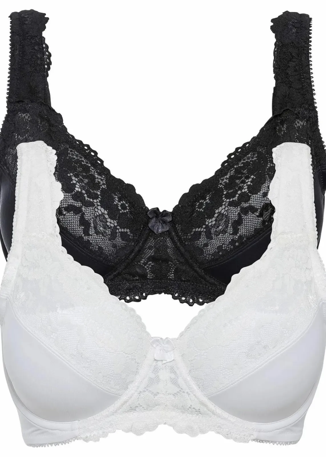 bonprix Wäsche·Dessous|Wäsche·Große Cups D-H^Minimizer-BH mit gepolsterten Trägern (2er Pack) schwarz+ecru