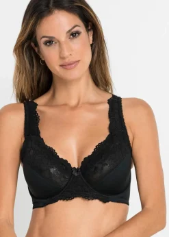 bonprix Wäsche·Dessous|Wäsche·Große Cups D-H^Minimizer-BH mit gepolsterten Trägern (2er Pack) schwarz+ecru