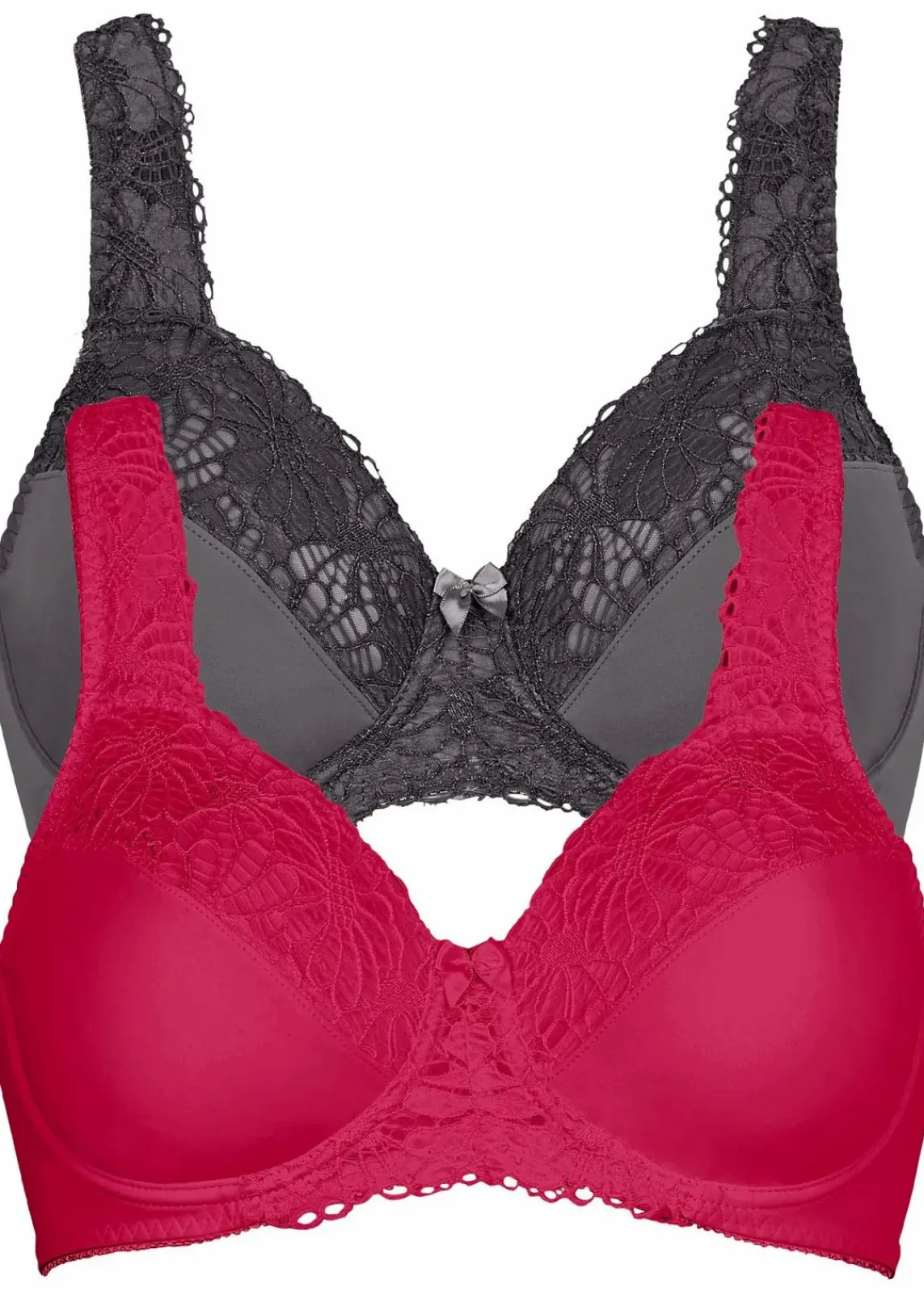bonprix Große Cups D-H|Bhs^Minimizer-BH mit gepolsterten Trägern (2er Pack) granatrot+anthrazit