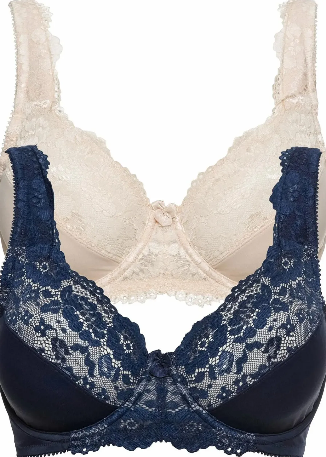 bonprix Große Cups D-H|Bhs^Minimizer-BH mit gepolsterten Trägern (2er Pack) dunkelblau+sandbeige