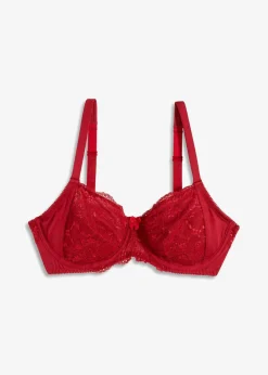 bonprix Große Cups D-H|Bhs^Minimizer-BH mit Glanzeffekt dunkelrot