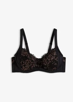 bonprix Wäsche·Große Cups D-H|Wäsche·Bhs^Minimizer-BH mit Glitzergarn schwarz/metallic kupfer