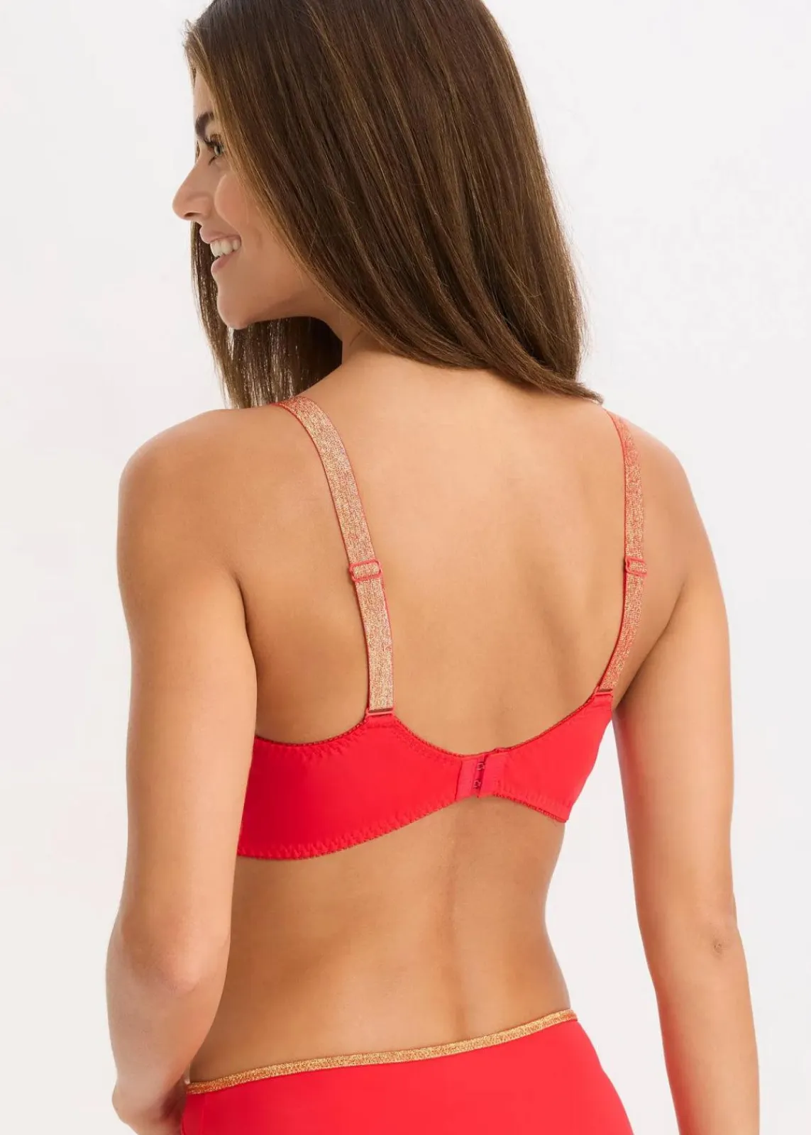 bonprix Große Cups D-H|Nachhaltigere Materialien^Minimizer-BH mit glitzernden Straps tiefrot