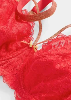 bonprix Große Cups D-H|Nachhaltigere Materialien^Minimizer-BH mit glitzernden Straps tiefrot