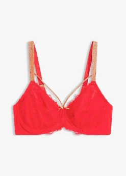 bonprix Große Cups D-H|Nachhaltigere Materialien^Minimizer-BH mit glitzernden Straps tiefrot