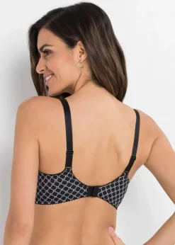 bonprix Wäsche·Große Cups D-H|Wäsche·Bhs^Minimizer-BH mit Mesh schwarz/weiß bedruckt