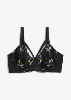 bonprix Wäsche·Dessous|Wäsche·Große Cups D-H^Minimizer-BH mit Stickerei schwarz bestickt