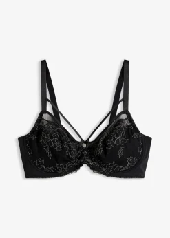 bonprix Wäsche·Dessous|Wäsche·Große Cups D-H^Minimizer-BH mit zarter Spitze schwarz/mattsilber