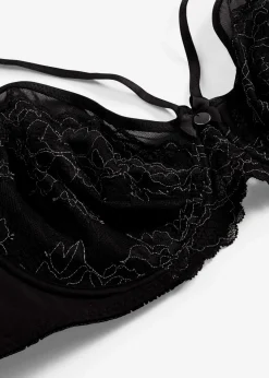 bonprix Wäsche·Dessous|Wäsche·Große Cups D-H^Minimizer-BH mit zarter Spitze schwarz/mattsilber