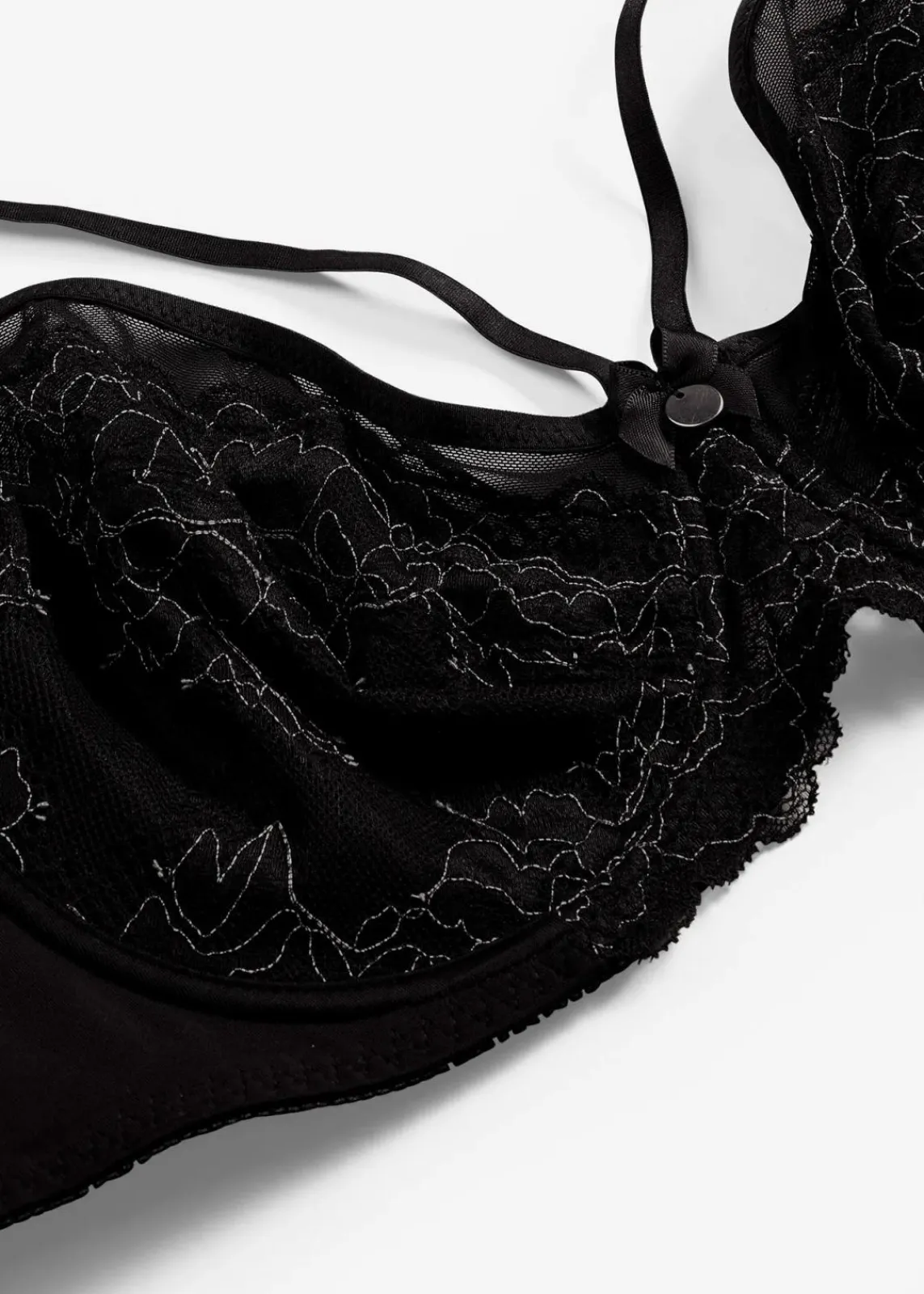 bonprix Wäsche·Dessous|Wäsche·Große Cups D-H^Minimizer-BH mit zarter Spitze schwarz/mattsilber