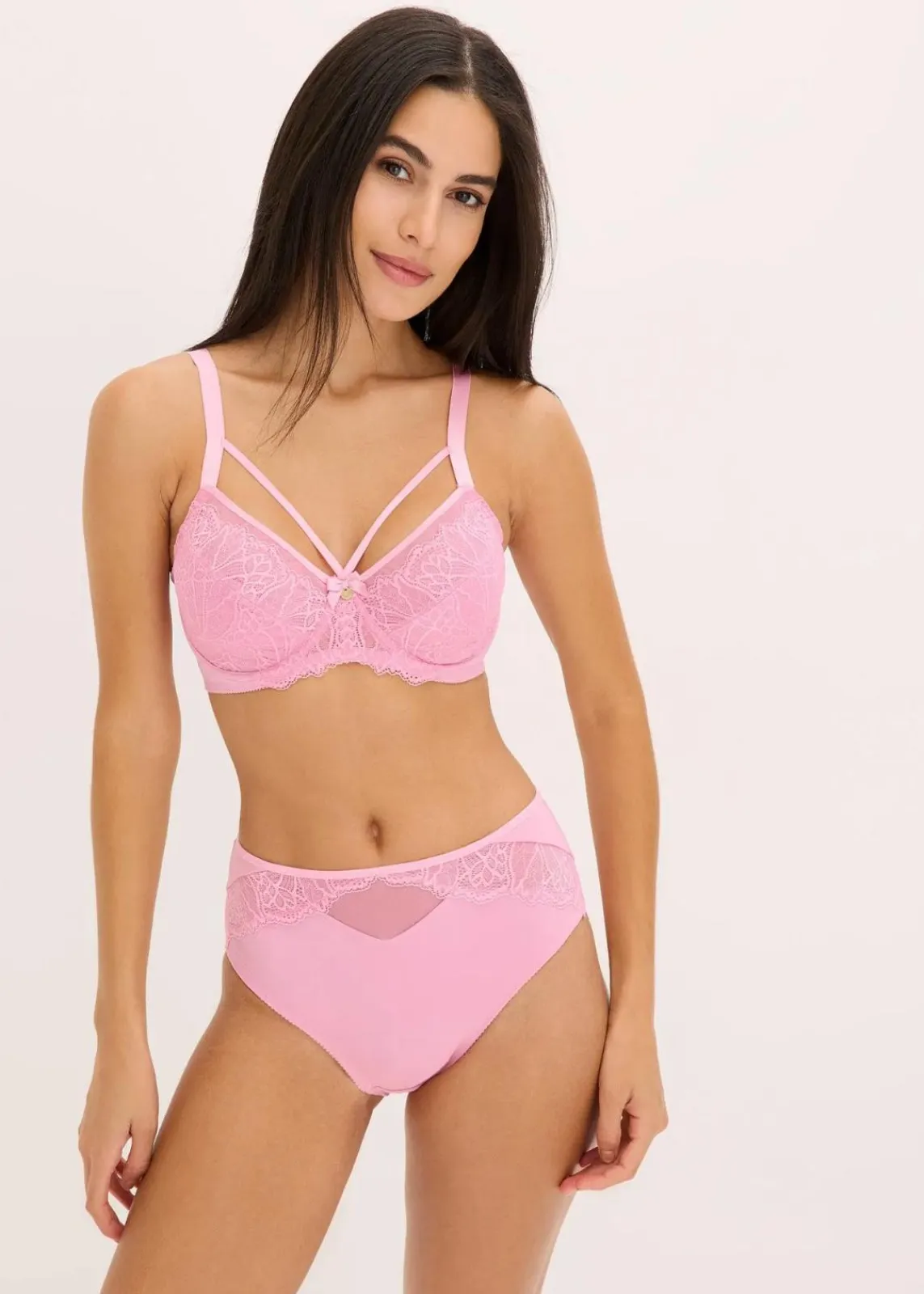 bonprix Große Cups D-H|Nachhaltigere Materialien^Minimizer-BH mit zarter Spitze blütenpink