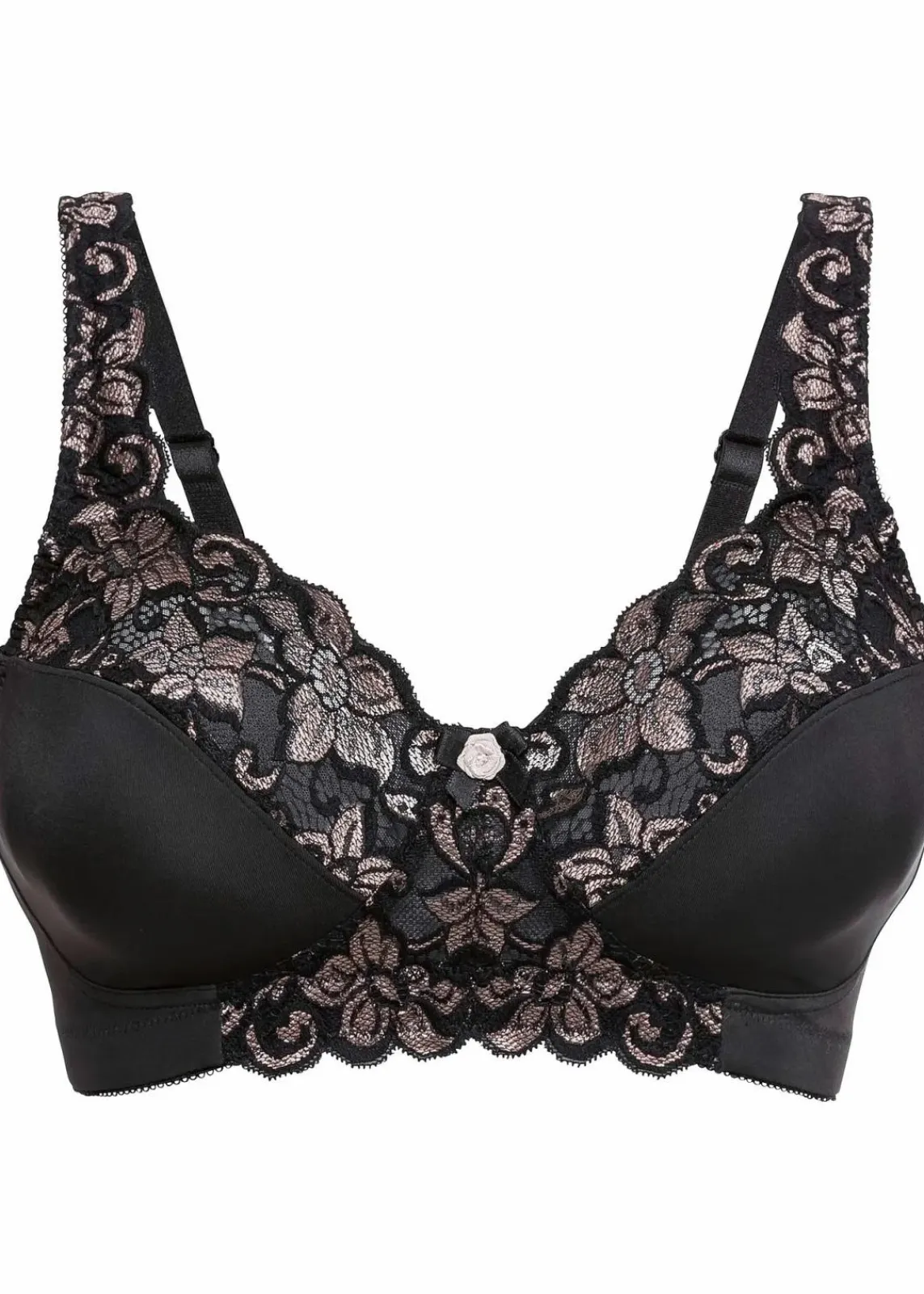 bonprix Wäsche·Dessous|Wäsche·Große Cups D-H^Minimizer-BH ohne Bügel mit gepolsterten Trägern schwarz/kreidebeige