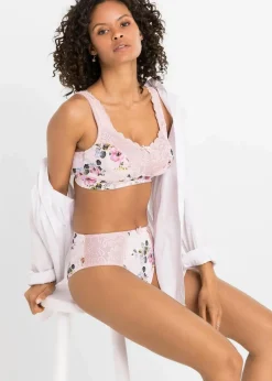 bonprix Wäsche·Dessous|Wäsche·Große Cups D-H^Minimizer-BH ohne Bügel mit gepolsterten Trägern zartrosa geblümt