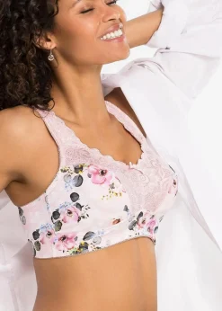 bonprix Wäsche·Dessous|Wäsche·Große Cups D-H^Minimizer-BH ohne Bügel mit gepolsterten Trägern zartrosa geblümt