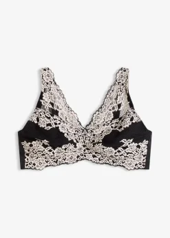 bonprix Wäsche·Dessous|Wäsche·Große Cups D-H^Minimizer-BH ohne Bügel mit gepolsterten Trägern schwarz/wollweiß