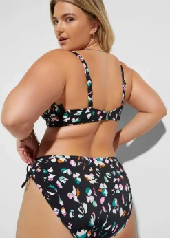 bonprix Nachhaltigere Materialien|Große Cups D-F^Minimizer-Bikini mit Bindebändern (2-tlg.Set) schwarz/weiß graphisch bedruckt