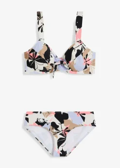 bonprix Nachhaltigere Materialien|Bademode·Bikinis^Minimizer-Bikini mit gepolsterten Trägern (2-tlg.Set) weiß/schwarz/flieder floral