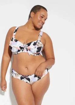 bonprix Nachhaltigere Materialien|Bademode·Bikinis^Minimizer-Bikini mit gepolsterten Trägern (2-tlg.Set) weiß/schwarz/flieder floral