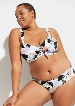 bonprix Nachhaltigere Materialien|Bademode·Bikinis^Minimizer-Bikini mit gepolsterten Trägern (2-tlg.Set) weiß/schwarz/flieder floral