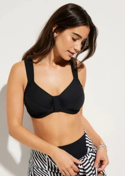 bonprix Große Cups D-F|Nachhaltigere Materialien^Minimizer-Bikinioberteil mit breiten Trägern schwarz