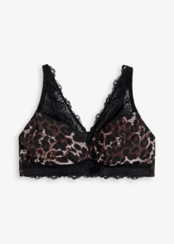 bonprix Wäsche·Dessous|Wäsche·Große Cups D-H^Minimizer-Bralette mit zarter Spitze leo bedruckt