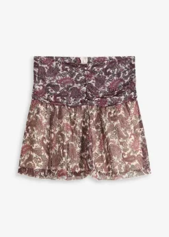 bonprix Röcke|Bekleidung·Sportbekleidung^Minirock kieselbeige/rhododendronrot/dunkeloliv paisley