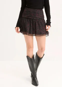bonprix Bekleidung·Sportbekleidung|Röcke^Minirock schwarz/weinrot/dunkeloliv/rhododendronrot paisley