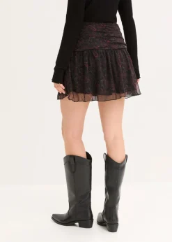 bonprix Bekleidung·Sportbekleidung|Röcke^Minirock schwarz/weinrot/dunkeloliv/rhododendronrot paisley