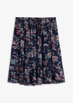 bonprix Bekleidung·Sportbekleidung|Röcke^Minirock aus fließender Viskose dunkelblau floral