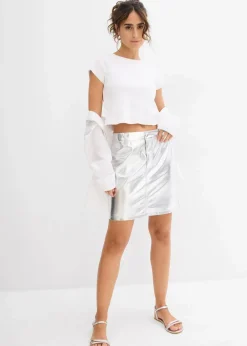 bonprix Bekleidung·Sportbekleidung|Röcke^Minirock im Metallic-Look metallic silber