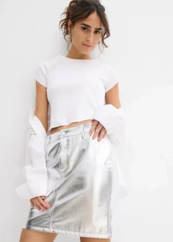 bonprix Bekleidung·Sportbekleidung|Röcke^Minirock im Metallic-Look metallic silber