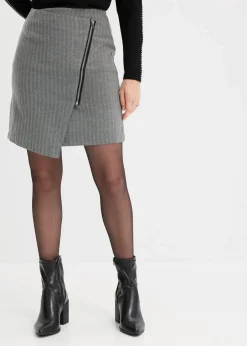bonprix Bekleidung·Sportbekleidung|Nachhaltigere Materialien^Minirock in Wickeloptik grau