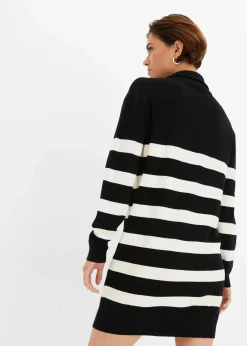 bonprix Bekleidung·Umstandsmode|Strickmode^Mini-Strickkleid schwarz/elfenbein gestreift