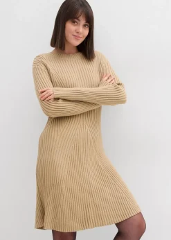 bonprix Nachhaltigere Materialien|Kleider^Mini-Strickkleid aus softem Viskose-Mix hellkhaki