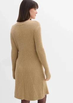 bonprix Nachhaltigere Materialien|Kleider^Mini-Strickkleid aus softem Viskose-Mix hellkhaki