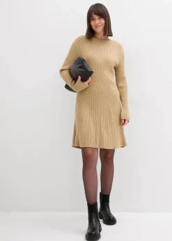 bonprix Nachhaltigere Materialien|Kleider^Mini-Strickkleid aus softem Viskose-Mix hellkhaki