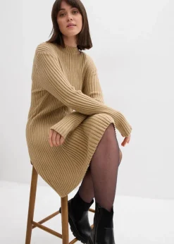 bonprix Nachhaltigere Materialien|Kleider^Mini-Strickkleid aus softem Viskose-Mix hellkhaki