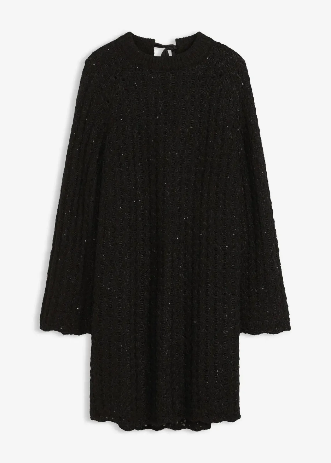 bonprix Bekleidung·Umstandsmode|Strickmode^Mini-Strickkleid mit Satin-Schleife und leichter Transparenz schwarz