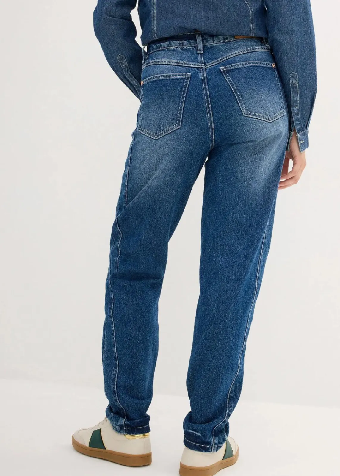 bonprix Bekleidung·Shirts & Tops|Jeans^Mom Jeans High Waist blau denim used