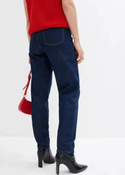 bonprix Bekleidung·Shirts & Tops|Jeans^Mom Jeans High Waist, cropped tiefblau denim ungewaschen