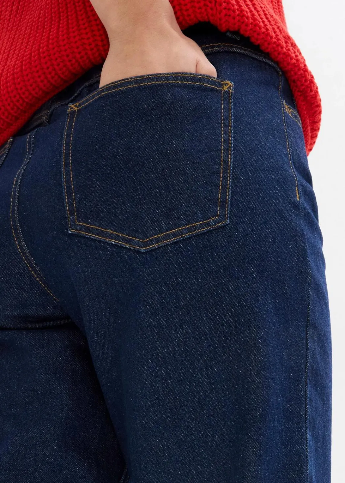 bonprix Bekleidung·Shirts & Tops|Jeans^Mom Jeans High Waist, cropped tiefblau denim ungewaschen
