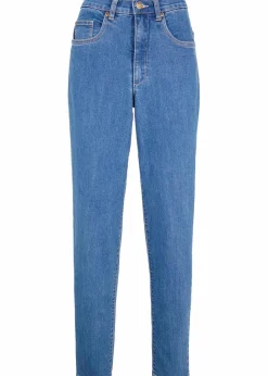 bonprix Bekleidung·Shirts & Tops|Jeans^Mom Jeans High Waist, Stretch blau denim used