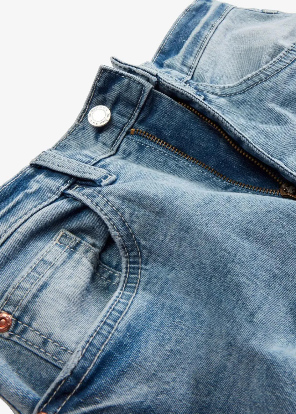 bonprix Jeans|Bekleidung·Shirts & Tops^Mom Jeans High Waist, Stretch hellblau denim used