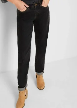 bonprix Jeans|Bekleidung·Shirts & Tops^Mom Jeans Mid Waist, long schwarz