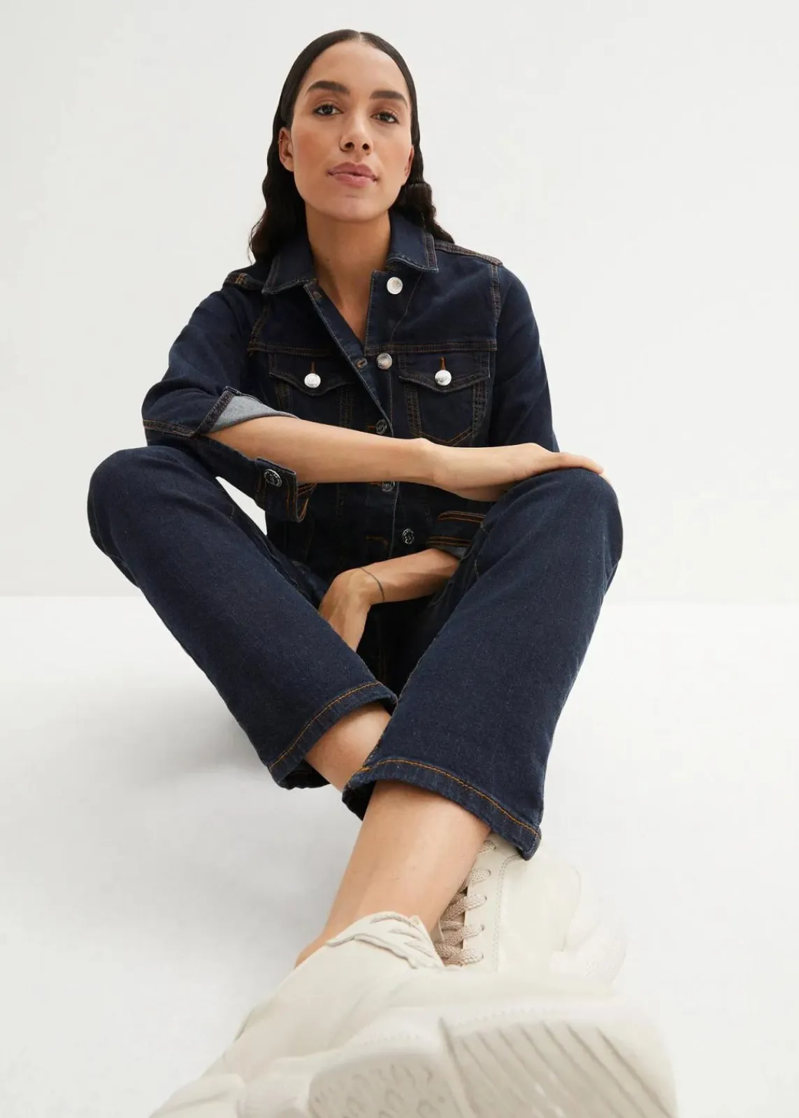 bonprix Jeans|Bekleidung·Shirts & Tops^Mom Jeans Mid Waist, long dunkelblau