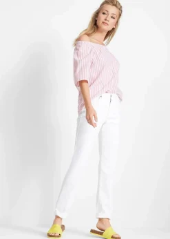 bonprix Bekleidung·Shirts & Tops|Jeans^Mom Jeans Mid Waist, long weiß