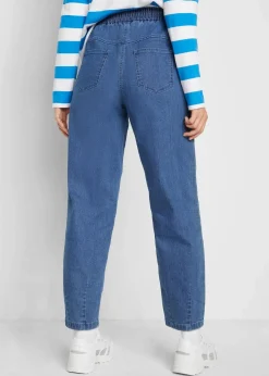 bonprix Bekleidung·Shirts & Tops|Jeans^Mom-Jeans High Waist, Bequembund mittelblau denim used